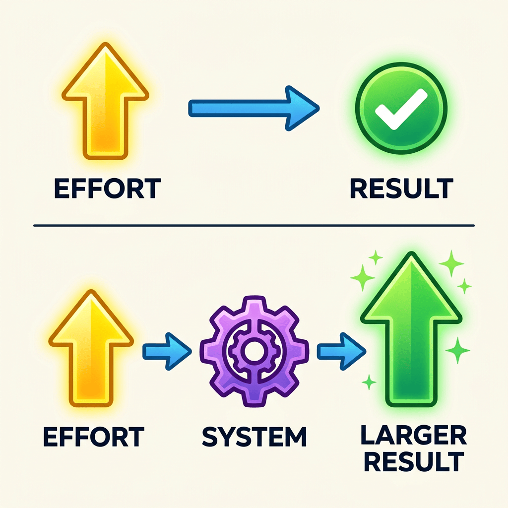 Effort transformed through systems into larger results
