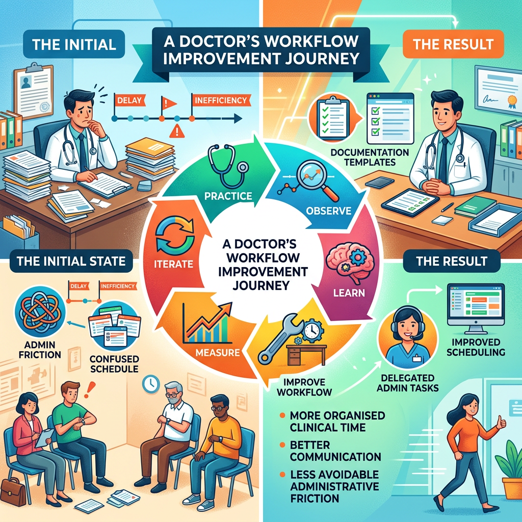 Physician improving clinical workflow through iteration