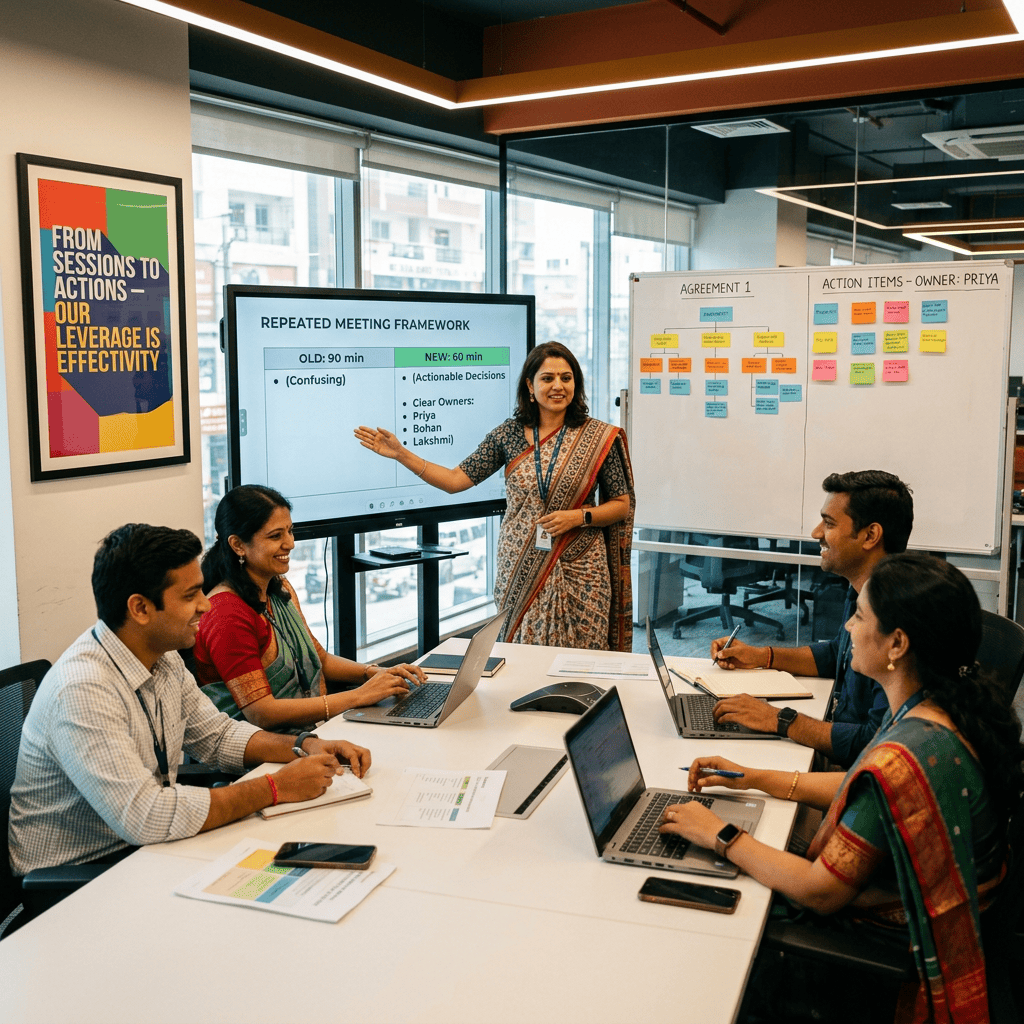 Indian manager transforming meetings into organisational leverage