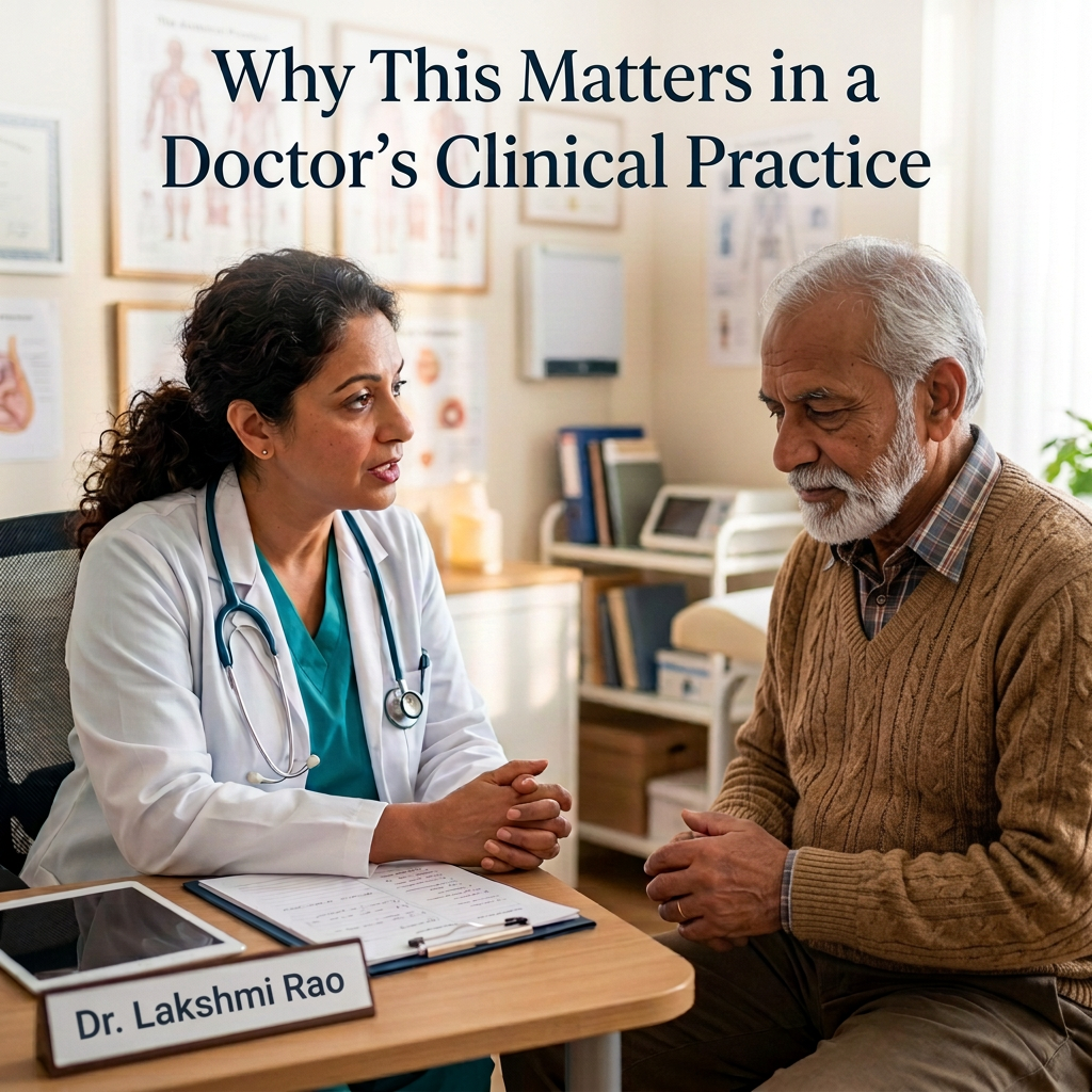 Doctor discussing care with older patient Doctor consulting with an older patient in a medical office